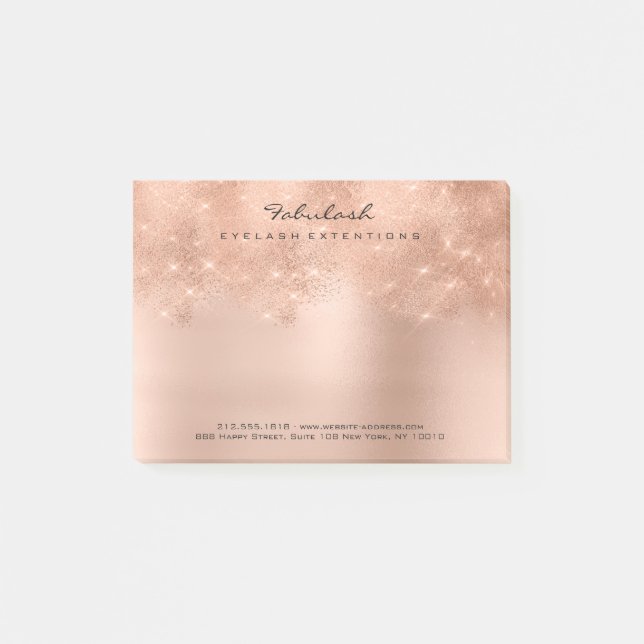 Glitzer Rosa Rose Gold Pulver Minimal Post-it Klebezettel (Vorderseite)