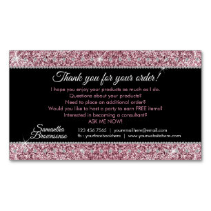 Glitzer Rosa Schmuck Diamant Bling Danke Magnetische Visitenkarte