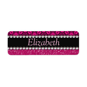 Glitzer-rosa und schwarze Muster-Kristall