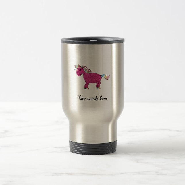 Glitzer rosa Unicorn Reisebecher (Mittel)