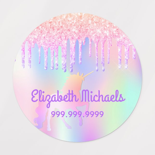 Glitzer Rosa Zauberkleidung aus Einhorn Etiketten (Design 1)