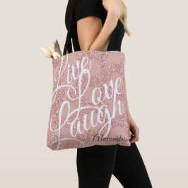 Glitzer Rose Blush Polka Dot Live Liebe Lachen Tasche