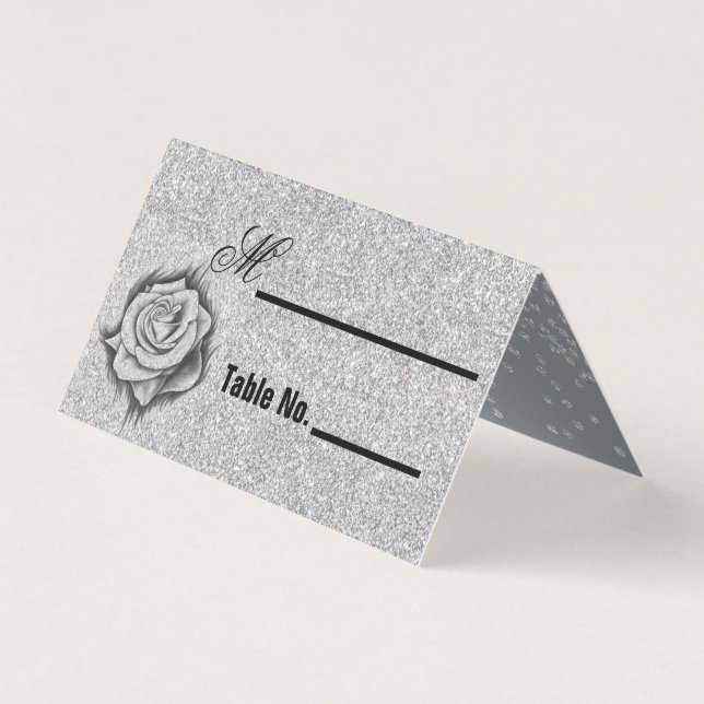 Glitzer, Rose, Diamanten & Bow Wedding Platzkarte (Vorderseite)