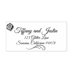 Glitzer, Rose Diamonds & Bow Hochzeitskautschuk Br Permastempel