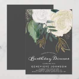 Glitzer Rose Geburtstag Abendessen Einladung