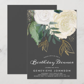 Glitzer Rose Geburtstag Abendessen Einladung