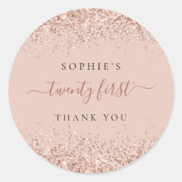 Glitzer Rose Gold 21. Geburtstag Vielen Dank Runder Aufkleber