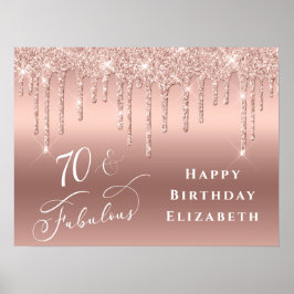 Glitzer Rose Gold 70. Geburtstagsparty Poster