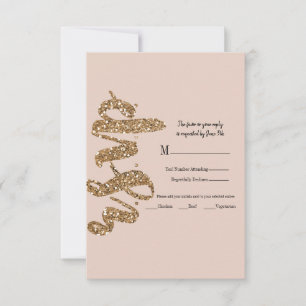 Glitzer Rose Gold Blush Glam Wedding RSVP Antwort