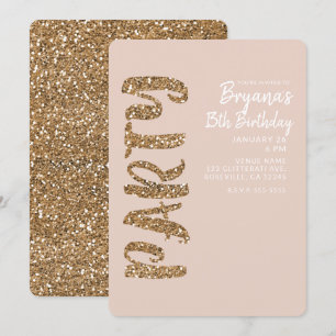 Glitzer Rose Gold Blush JEDE ALTER Geburtstagspart Einladung