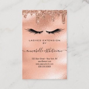 Glitzer Rose Gold Eyelash Extension Client Record Visitenkarte