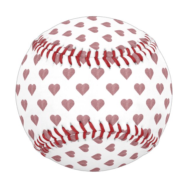 Glitzer Rose Gold Herzstück Weiße Hintergrundgesch Baseball (Vorderseite)