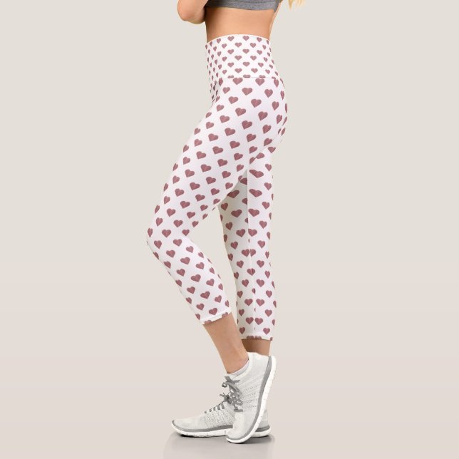 Glitzer Rose Gold Herzstück Weiße Hintergrundgesch Capri Leggings (Links)