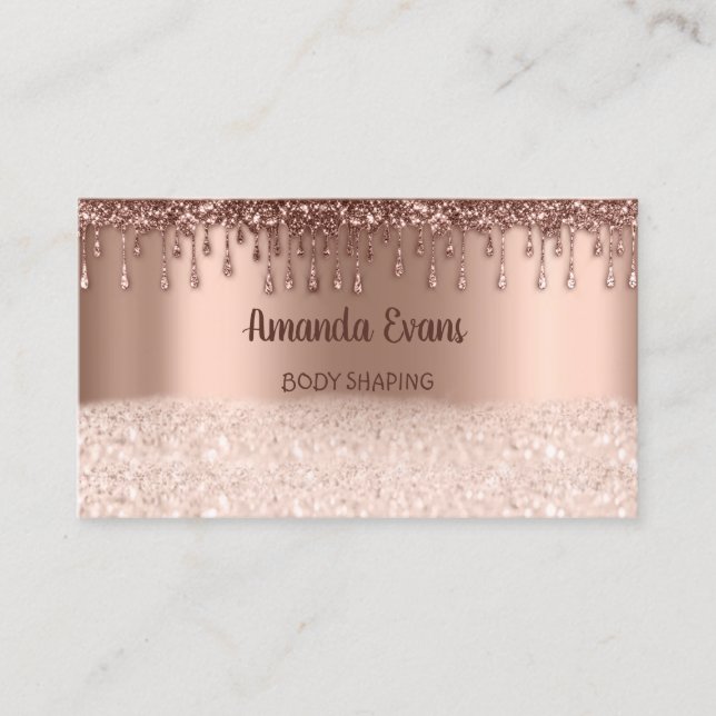 Glitzer Rose Gold Kosmetik WELLNESS-CENTER Studio  Terminkarte (Vorderseite)