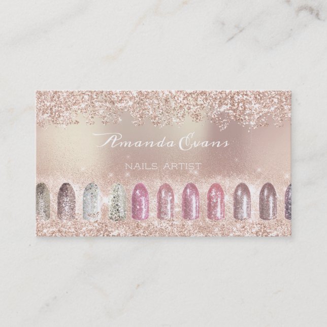 Glitzer Rose Gold Nagelkunst Termin Maniküre (Vorderseite)