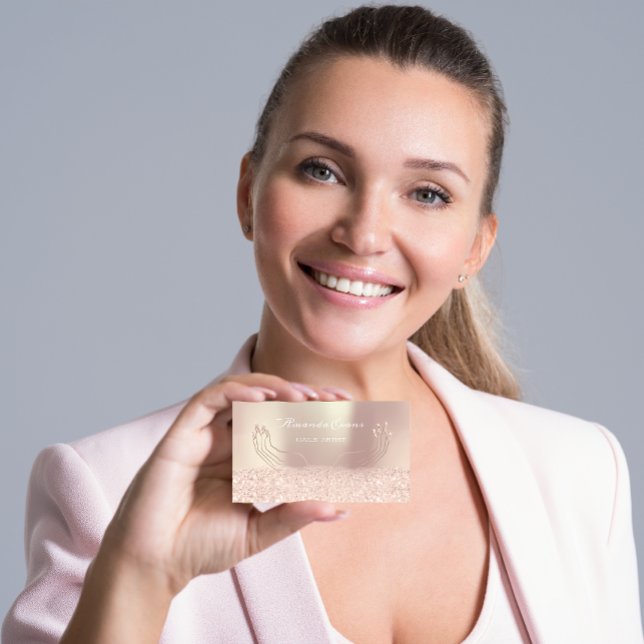 Glitzer Rose Gold Nails Artist Appointing Card Terminkarte (Von Creator hochgeladen)