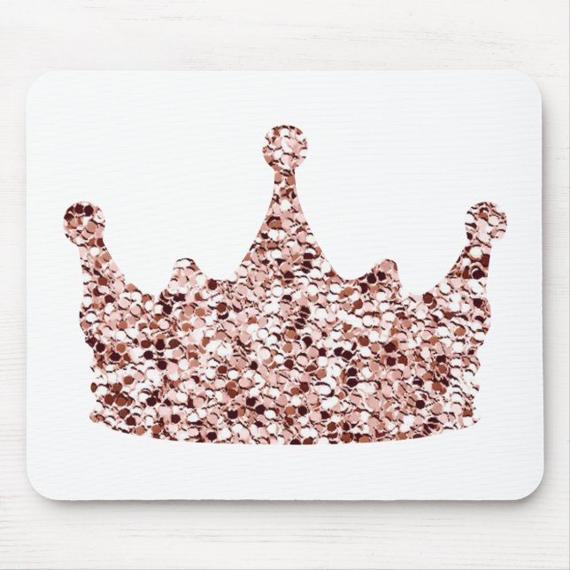 Glitzer Rose Goldkrone Clipart Königin ClipartCrow Mousepad (Vorne)