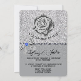 Glitzer, Rose, Karo & Bow Hochzeitseinladungen Einladung