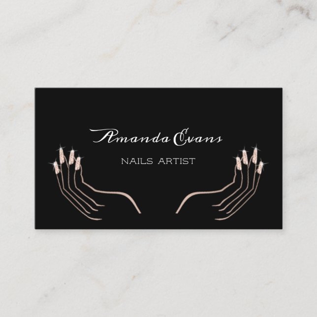 Glitzer Rose Manicure Nägel Künstlerische Ernennun Terminkarte (Vorderseite)