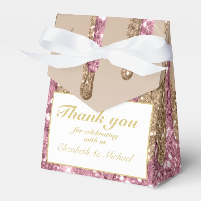 Glitzer Rose Pink Gold Girls DANKEN Geschenkschachtel (Vorderseite)