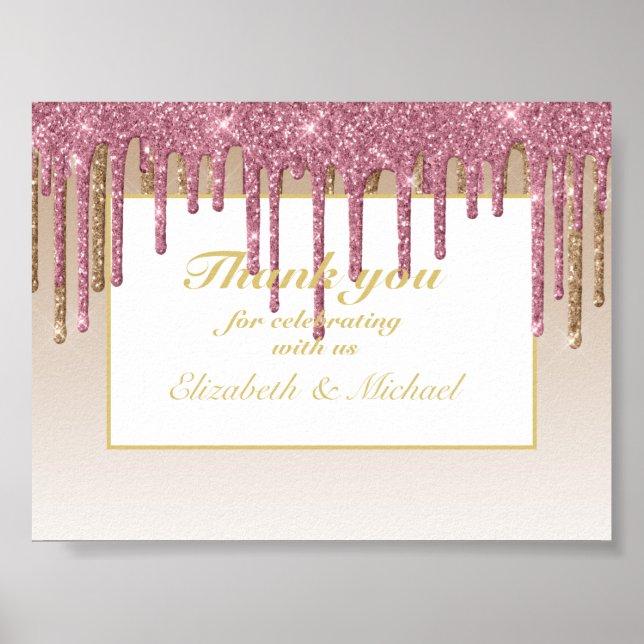 Glitzer Rose Pink Gold Girls DANKEN Poster (Vorne)