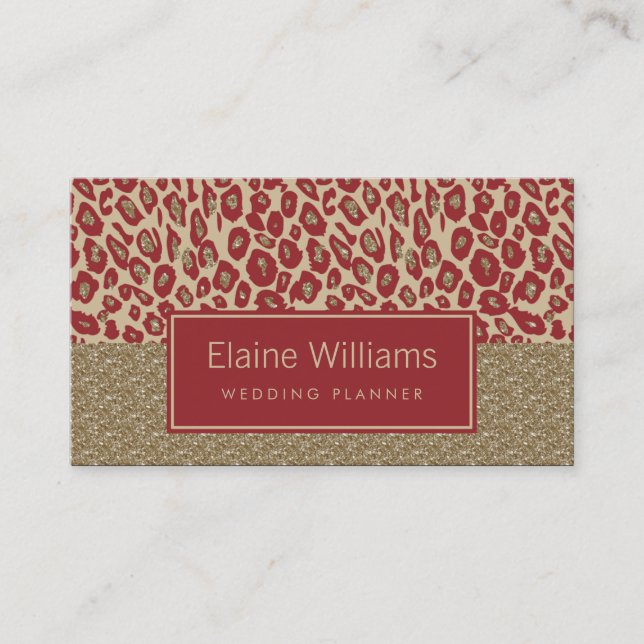 Glitzer Rot Leopard bedruckt chic Cards Visitenkarte (Vorderseite)