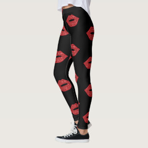Glitzer Rote Lippen - Falconeria Locarno Leggings