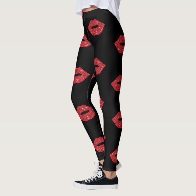 Glitzer Rote Lippen - Falconeria Locarno Leggings (Links)
