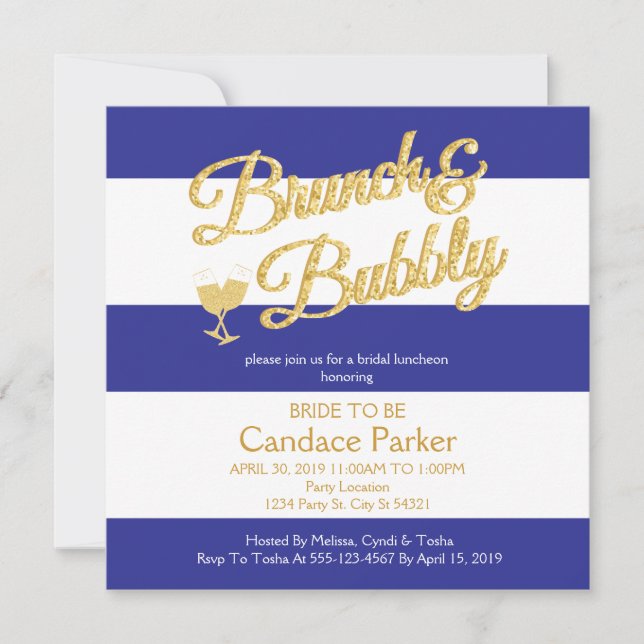 Glitzer, Royal Blue Bridal Dusche Einladungen (Vorderseite)