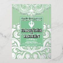 Glitzer Sage SIlver Gold Sikh Anand Karaj Wedding