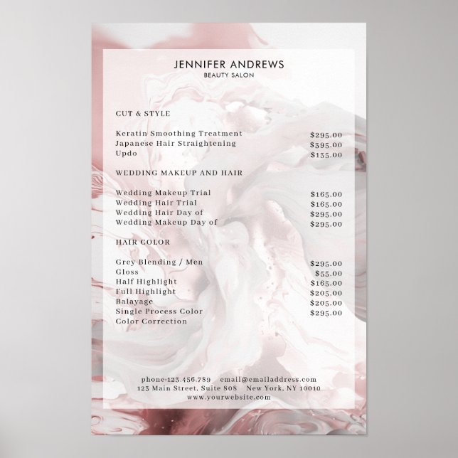 Glitzer-Salon-Preisliste Plakat (Vorne)