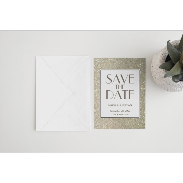 Glitzer Save the Date Postkarte (Von Creator hochgeladen)