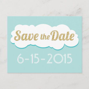 Glitzer-Save the Date Postkarten-Aqua Ankündigungspostkarte