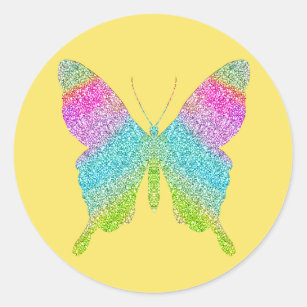 Glitzer-Schmetterling - wählen Sie Ihre Runder Aufkleber