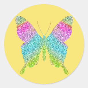 Glitzer-Schmetterling - wählen Sie Ihre Runder Aufkleber