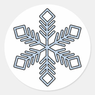 Glitzer-Schneeflocke - Babyblaue Äste Runder Aufkleber