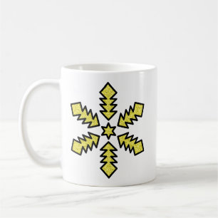 Glitzer-Schneeflocke - Gelber Stern Kaffeetasse