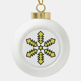 Glitzer-Schneeflocke - Gelber Stern Keramik Kugel-Ornament