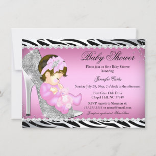 Glitzer Schuh Baby Mädchen Baby Shower B Einladung