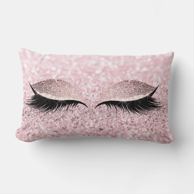 Glitzer Schwarz Makeup Augenlider Weiß Silber Rosa Lendenkissen (Vorderseite)