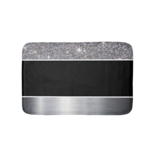 Glitzer-schwarzer silberner Muster-Druck-Entwurf Badematte