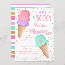 Glitzer Scoop Ice Cream Geburtstag Einladung