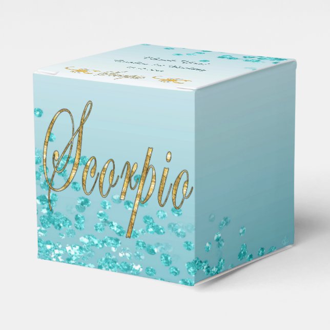 Glitzer Scorpio & Aquamarin Blue Glitzer Geburtsta Geschenkschachtel (Vorderseite)