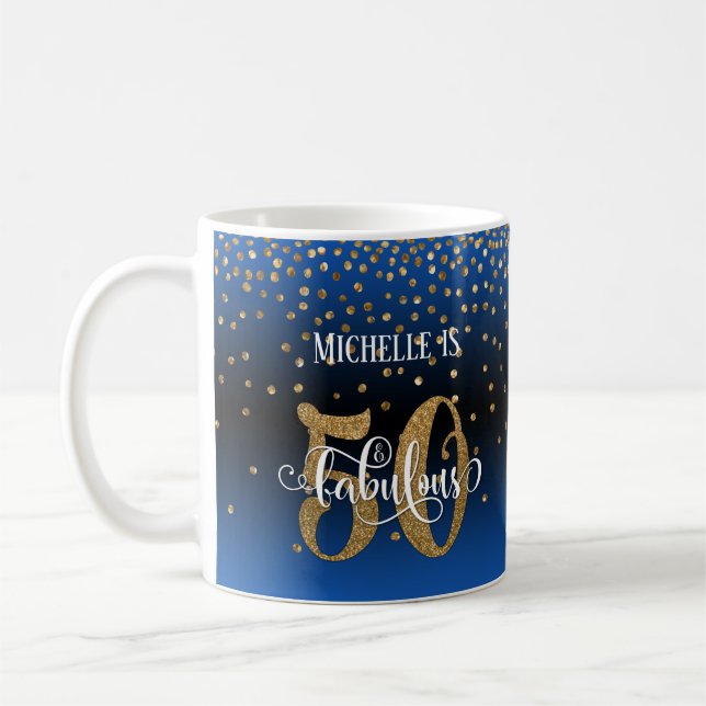 Glitzer & Script 50 & Fabulous, Blue Black Ombre Kaffeetasse (Links)