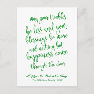 Glitzer Script Irish Blessing St. Patrick's Day Postkarte