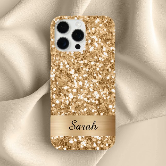 Glitzer Shimmer Strip Foil iPhone 16 Pro Max Hülle (Gold Square Glitter Shimmer Strip Foil Case-Mate iPhone Case)