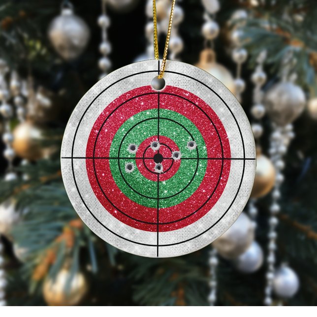 Glitzer Shooting Target Gun Shooter Weihnachten Keramik Ornament (Von Creator hochgeladen)