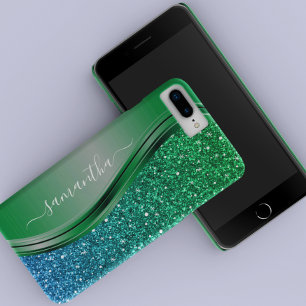 Glitzer sieht aus Bright Green Blue Personalisiert Case-Mate iPhone Hülle