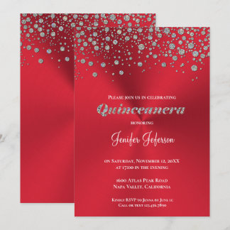 Glitzer silber Konfetti Quinceanera Einladung