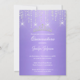 Glitzer silber Konfetti Quinceanera Einladung